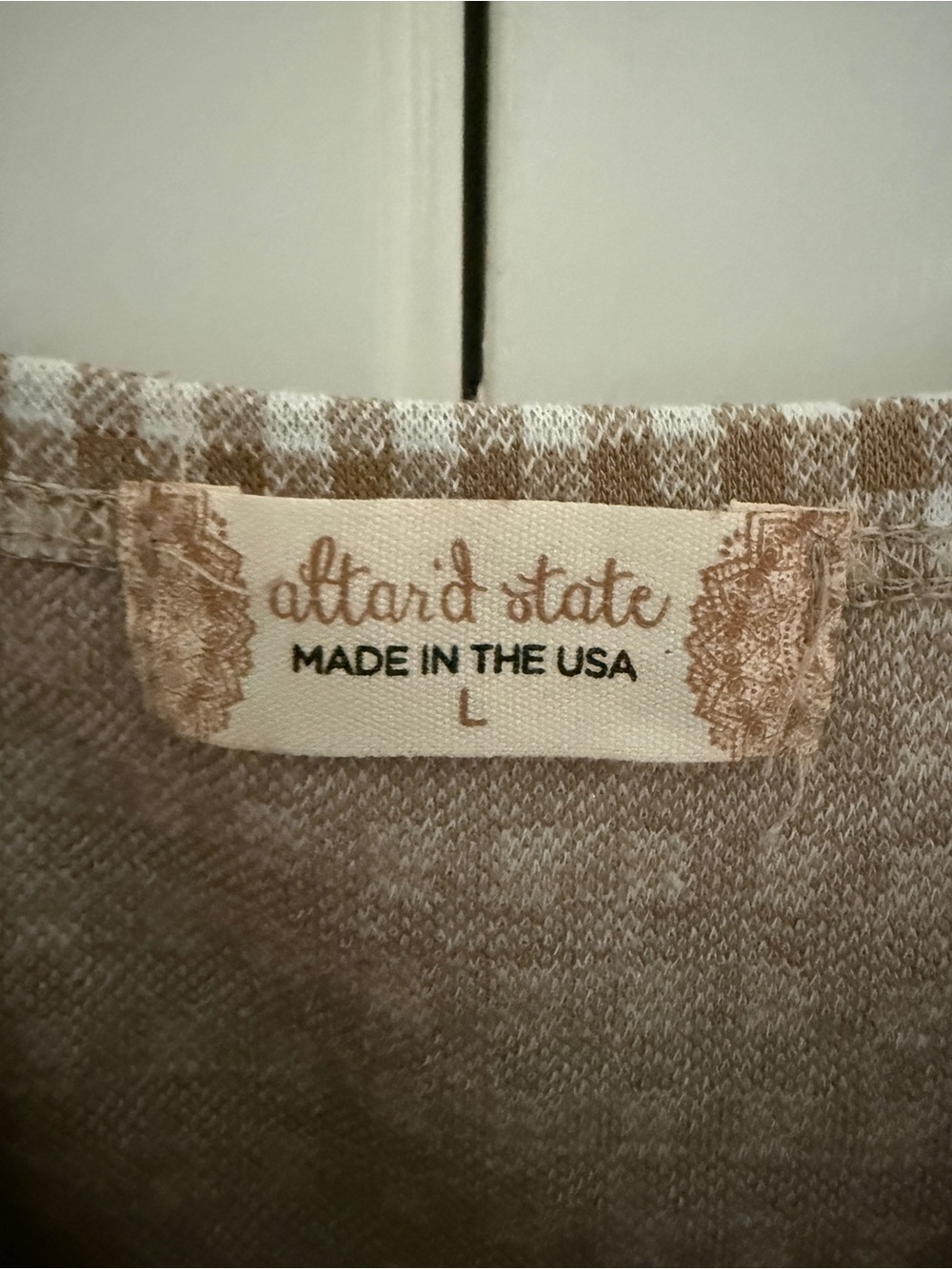 Altar'd State Beige & White Gingham Slip Dress - Picture 3 of 4